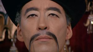 the face of fu manchu Christopher Lee in makeup